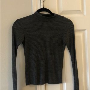 top shop grey semi sheer turtle neck crop top